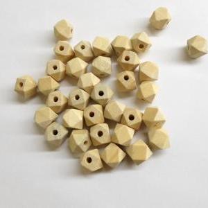 Unfinished Faceted Small Wood Beads, 11mm X 10mm..