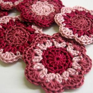 Crocheted Flower Appliques - Handmade Cotton..