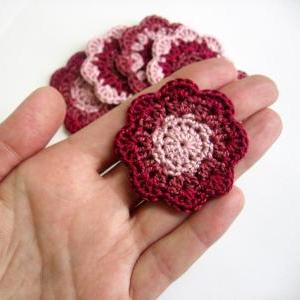 Crocheted Flower Appliques - Handmade Cotton..
