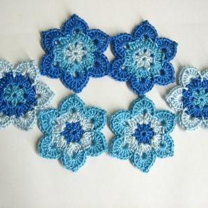 Handmade Flower Motifs Appliques In Blue Set Of..