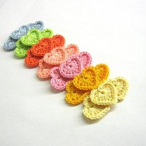 Crocheted Tiny Hearts 0.8 Inches Colorful..