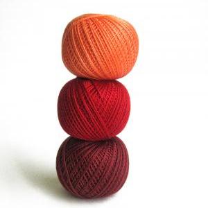 Cotton Crochet Thread, 3 Balls, Red And Orange..