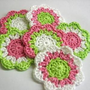Handmade Cotton Flower Motifs Appliques In Soft..