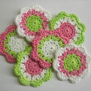 Handmade Cotton Flower Motifs Appliques In Soft..