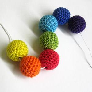 Crocheted Beads 20 Mm Handmade Round Rainbow Set..