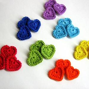 Crocheted Tiny Hearts 0.8 Inches Colorful..