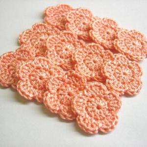Tiny Handmade Crocheted Cotton Flower Appliques..