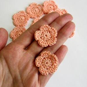 Tiny Handmade Crocheted Cotton Flower Appliques..