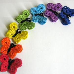 Crocheted Butterfly Appliques Handmade 7 Pieces..