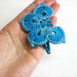 Handmade Crocheted Hair Accessorie Large Butterfly..