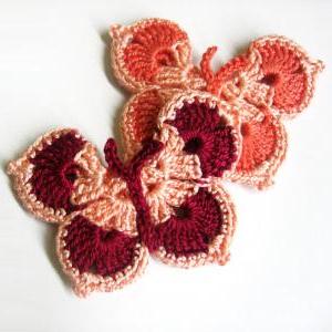 Handmade Crocheted Butterfly Appliques Set Of 2 In..