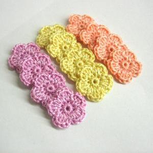 Crocheted Tiny Flower Appliques 0.8 Inches Set Of..
