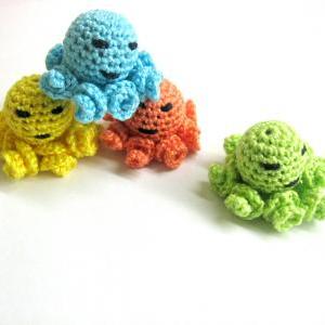 Crocheted Beads Tiny Colorful Octopus Pendants Set..