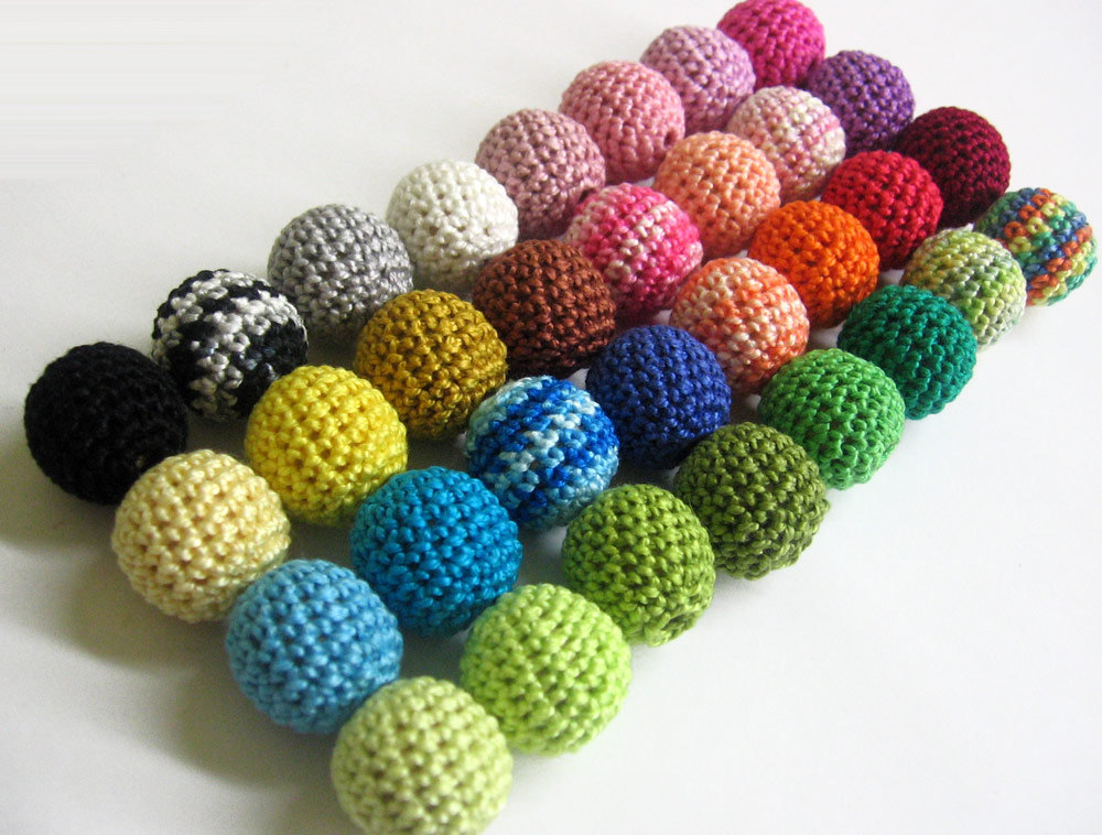 Crocheted Beads 20mm 100pc Handmade Round Choose Your Colors