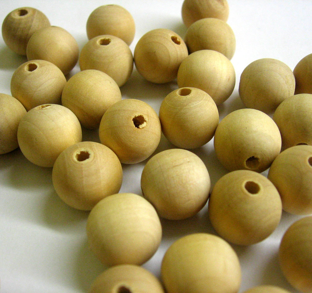 Wooden Beads 18 Mm Round For Crochet Jewelry Craft Projects 25, 50 Or 100 Pieces