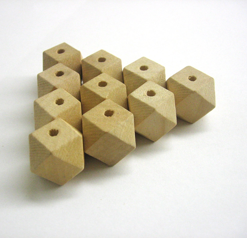 Unfinished Faceted Large Wood Beads, 20x26 Mm, Set Of 10
